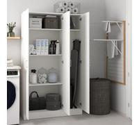 Dmora - Armoire polyvalente grande Beaumont, Armoire auxiliaire à 3 portes, étagère à chaussures avec étagères, meuble porte-balais, 109x37h180 cm, blanc
