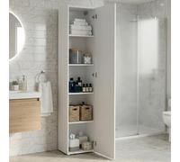 Dmora - Armoire polyvalente Marco, Étagère à chaussures avec 1 porte et 4 étagères, Armoire multifonctionnelle, 100% Made in Italy, 40x30h180 cm, Blanc brillant
