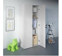Dmora - Armoire polyvalente Paulette 2 portes, 77,6 x 49,52 x 175,4 cm, blanche, Panneau effet bois