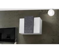 Dmora - Armoire suspendue Michael, Armoire polyvalente, Armoire murale, 100% Made in Italy, 90x38h66 cm, Blanc brillant et ardoise