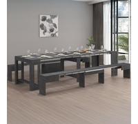 Dmora - Banc Torquato, Lot de 2 Sièges pour Table à Manger, Bancs Extensibles, 290x25h45 cm, Ardoise