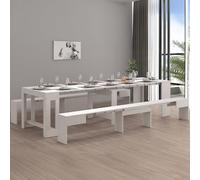 Dmora - Banc Torquato, Lot de 2 Sièges pour Table à Manger, Bancs Extensibles, 290x25h45 cm, Blanc