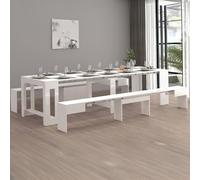 Dmora - Banc Torquato, Lot de 2 Sièges pour Table à Manger, Bancs Extensibles, 290x25h45 cm, Blanc Brillant