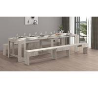 Dmora - Banc Torquato, Lot de 2 Sièges pour Table à Manger, Bancs Extensibles, 290x25h45 cm, Ciment
