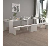 Dmora - Banc Ubertino, Siège pour Table à Manger, Banc Simple Extensible, 290x25h45 cm, Blanc