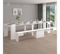 Dmora - Banc Ubertino, Siège pour Table à Manger, Banc Simple Extensible, 290x25h45 cm, Blanc Brillant
