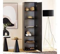 Dmora Banfa Armoire multifonction, 1 porte, 50 x H 185 cm, noir et anthracite, 5 étagères, une porte, 6 compartiments
