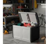 Dmora Baule Brakel, Cassapanca multiuso, Baule contenitore, Box portaoggetti, 100% Made in Italy, 96x53h57 cm, Grigio Chiaro e Nero
