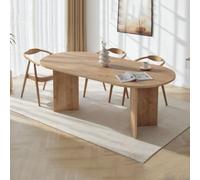 Dmora Benavidez Table fixe 200 x 90 x 75h cm marron chêne foncé 6 places forme ovale Matériau plateau en bois mélaminé