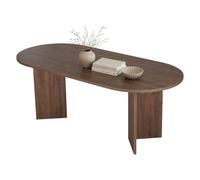 Dmora Benavidez Table fixe 200 x 90 x h 75 cm marron noyer 6 places forme ovale matériau plateau en bois mélaminé