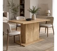 Dmora Berzence Table fixe rectangulaire 138 x 80 x H 74 cm Marron chêne foncé 6 places Structure chêne foncé