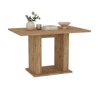 Dmora Besenyod Table fixe 120 x 80 x H 74 cm, couleur marron, chêne avec nœuds, 6 places, forme rectangulaire, dégradé de couleur de la structure en chêne et nœuds