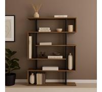 Dmora - Bibliothèque Adhara, Etagère de bureau, Porte-livre mobile, Librairie, 110x26h161 cm, Chêne et Anthracite