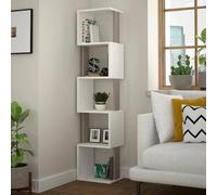 Dmora - Bibliothèque Aglaia, Etagère de Bureau, Porte-Livre Mobile, Librairie, 35x30h161 cm, Blanc et Taupe