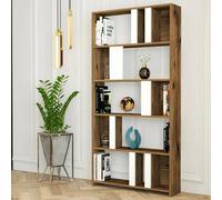 Dmora - Bibliothèque Algieba, Etagère de Bureau, Porte-Livre Mobile, Librairie, 90x20h180 cm, Noyer et Blanc