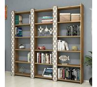 Dmora - Bibliothèque Alula, Etagère de bureau, Porte-livre mobile, Librairie, 185x24h170 cm, Noyer et Blanc