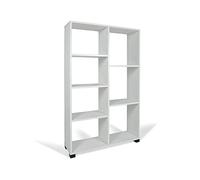 Dmora Bibliothèque asymétrique avec 7 étagères, Étagère pour livres et documents, Bibliothèque de rangement de bureau, Made in Italy, 90x24xh99 cm, couleur chêne blanchi