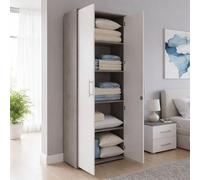 Dmora Bibliothèque avec 2 portes et 4 étagères avec serrure, étagère pour livres et documents, Bibliothèque de rangement de bureau, cm 79x34h188, couleur Blanc et Ciment