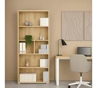 Dmora - Bibliothèque Desiree, Etagère de Bureau, Porte-Livre Mobile, Librairie, 80x34 h205 cm, Chêne Clair