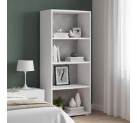 Dmora - Bibliothèque Giacinto, Bibliothèque avec 3 étagères réglables, Étagère à livres, Élément mural avec étagères, 100% Made in Italy, 60x30h130 cm, Blanc et Ciment