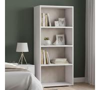 Dmora - Bibliothèque Giacinto, Bibliothèque avec 3 étagères réglables, Étagère à livres, Élément mural avec étagères, 100% Made in Italy, 60x30h130 cm, Blanc et Chêne