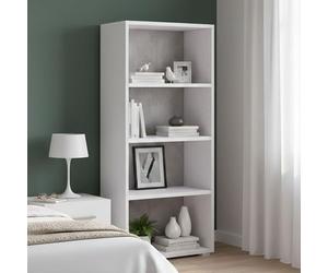 Dmora - Bibliothèque Giacinto, Bibliothèque avec 3 étagères réglables, Étagère à livres, Élément mural avec étagères, 100% Made in Italy, 60x30h130 cm, Blanc et Ciment