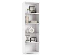 Dmora - Bibliothèque Girasole, Bibliothèque avec 4 étagères réglables, Étagère à livres, Élément mural avec étagères, 100% Made in Italy, 60x30h195 cm, Blanc