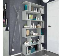 Dmora - Bibliothèque Joliet, Bibliothèque haute double face, Etagère de séparation avec 5 étagères, Etagère de bureau moderne, 80x24h192 cm, Gris béton