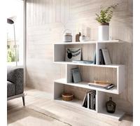 Dmora - Bibliothèque Misone, Etagère de Bureau Polyvalente, Bibliothèque avec 3 étagères, 110x25h96 cm, Blanc