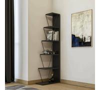 Dmora - Bibliothèque Mizar, Etagère de Bureau, Porte-Livre Mobile, Librairie, 50x22h150 cm, Anthracite et Noir