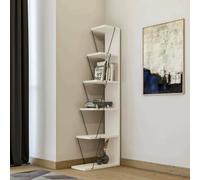 Dmora - Bibliothèque Mizar, Etagère de Bureau, Porte-Livre Mobile, Librairie, 50x22h150 cm, Blanc et Noir