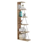Dmora - Bibliothèque Mizar, Etagère de bureau, Porte-livre mobile, Librairie, 50x22h150 cm, Chêne et Noir