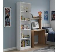Dmora - Bibliothèque Pomona, Bibliothèque haute avec 5 étagères, Etagère de bureau ou de chambre, Etagère moderne avec compartiments, 52x25h80 cm, Blanc