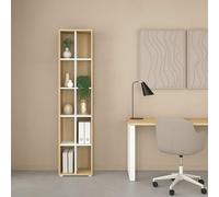 Dmora - Bibliothèque Sophie, Etagère de Bureau, Porte-Livre Mobile, Librairie, 41x34 h205 cm, Chêne Clair et Blanc