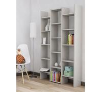 Dmora - Bibliothèque Sulu, Etagère de bureau, Porte-livre mobile, Espace de rangement, Made in Italy, 91x28h180 cm, Gris clair