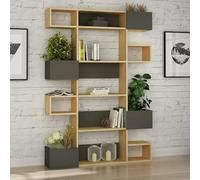 Dmora - Bibliothèque Thetis, Etagère de Bureau, Porte-Livre Mobile, Librairie, 120x20h171 cm, Chêne et Anthracite