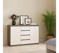Dmora - Buffet Alix, Buffet du Salon, Commode de Salon, Garde-Manger de Cuisine, 121x50 h91 cm, Ciment et Blanc
