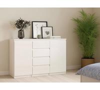 Dmora Buffet avec Portes et tiroirs, Couleur Blanc Brillant, 120 x 90 x 50 cm