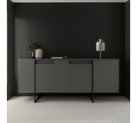 Dmora - Buffet Betel, Buffet du Salon, Commode de Salon, Garde-Manger de Cuisine, 160x35h80 cm, Anthracite et Noir
