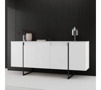 Dmora - Buffet Betel, Buffet du Salon, Commode de Salon, Garde-Manger de Cuisine, 160x35h80 cm, Blanc et Noir