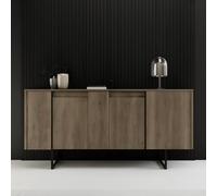 Dmora - Buffet Betel, Buffet du Salon, Commode de Salon, Garde-Manger de Cuisine, 160x35h80 cm, Noyer et Noir