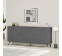 Dmora - Buffet Chiron, Buffet du Salon, Commode de Salon, Garde-Manger de Cuisine, 184x35 h77 cm, Anthracite