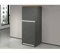 Dmora - Buffet de Cuisine Plinio, Armoire Polyvalente, Meuble de kitchenette, Support réfrigérateur Multifonctionnel, 100% Made in Italy, 60x60h165 cm, Anthracite et Chêne