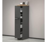 Dmora - Buffet de Cuisine Quintino, Armoire Polyvalente, Meuble de kitchenette, Support réfrigérateur Multifonctionnel, 100% Made in Italy, 30x60h165 cm, Anthracite et Chêne