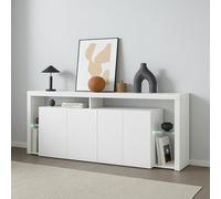 Dmora - Buffet de Salon 3 Portes, Buffet Moderne, 100% Made in Italy, 200x40h80 cm, Blanc Brillant