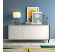 Dmora - Buffet Fresia, Buffet avec 3 portes et 1 étagère réglable, Buffet de salon élégant, Meuble TV, 100% Made in Italy, 184x45h77 cm, Blanc et Ciment