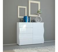 Dmora - Buffet Giuseppe, Buffet de cuisine avec 4 portes et 1 tiroir, Buffet de salon, 100% Made in Italy, 90x40h81 cm, Blanc brillant