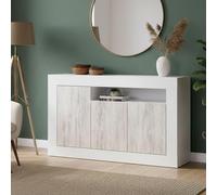 Dmora - Buffet haut Thornton, Buffet moderne à 3 portes, Buffet meuble TV salon, cm 144x42h87, Blanc