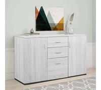 Dmora Buffet moderne avec 3 portes et 2 tiroirs, Buffet de cuisine, Buffet avec étagères et étagères, Made in Italy, Meubles modernes, 120x40h83 cm, Couleur ciment
