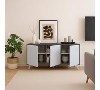 Dmora - Buffet Weddell, Buffet du Salon, Commode de Salon, Garde-Manger de Cuisine, 154x40h72 cm, Gris Clair et Blanc